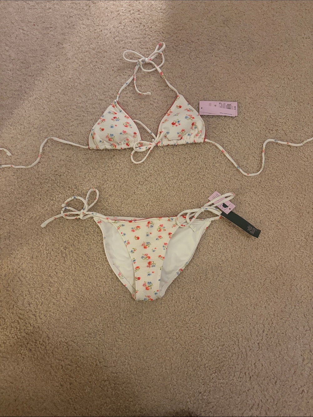 Target Cream Floral Tie-Side Bikini